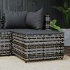 Patio Footrest with Cushion Gray Poly Rattan