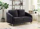 Sofia 55" Black Velvet Modern Chic Loveseat Couch
