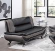 Modern Living Room Furniture 1pc Loveseat Black and Gray PU Upholstered Chrome Finish Metal Legs Solid Wood Frame Cushon Seat