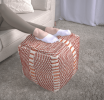 Morro Bay Handcrafted Water resistant Pouf, Orange and Red Multi