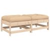 Patio Footstools with Cushions 2pcs Solid Wood Pine