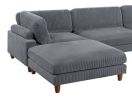 Living Room Furniture 1pc Cocktail Ottoman Dark Gray Corduroy Cushion Extra Large Ottoman Wood Legs