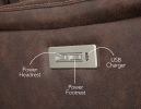 Tailored Power Console Loveseat - Nubuck-Like Leatherette, Power Headrest, Power Footrest - Contemporary Silhouette, Hidden Storage, USB Charging