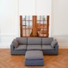 Modern Living Room Ottoman, Premium Fabric Upholstered 1-Pc Ottoman with Plush Seat Cushion