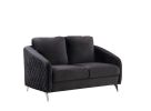 Sofia 55" Black Velvet Modern Chic Loveseat Couch