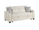 Bennett 71"W Beige Fabric Convertible Sleeper Loveseat with USB Charger and Cupholders