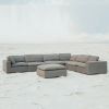 Modern Living Room Ottoman, Premium Fabric Upholstered 1-Pc Ottoman with Plush Seat Cushion