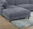 Living Room Furniture 1pc Cocktail Ottoman Dark Gray Corduroy Cushion Extra Large Ottoman Wood Legs