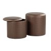 Maverick Contemporary Nesting Ottoman Set in Bronze Faux Leather with Textured Accent by LumiSource