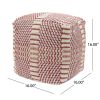 Morro Bay Handcrafted Water resistant Pouf, Orange and Red Multi