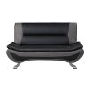 Modern Living Room Furniture 1pc Loveseat Black and Gray PU Upholstered Chrome Finish Metal Legs Solid Wood Frame Cushon Seat
