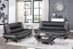 Modern Living Room Furniture 1pc Loveseat Black and Gray PU Upholstered Chrome Finish Metal Legs Solid Wood Frame Cushon Seat