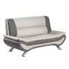 Modern Living Room Furniture 1pc Loveseat Beige and Gray PU Upholstered Chrome Finish Metal Legs Solid Wood Frame Cushon Seat