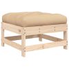 Patio Footstools with Cushions 2pcs Solid Wood Pine