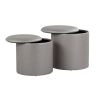 Maverick Contemporary Nesting Ottoman Set in Silver Faux Leather with Textured Accent by LumiSource