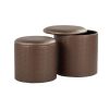 Maverick Contemporary Nesting Ottoman Set in Bronze Faux Leather with Textured Accent by LumiSource