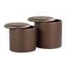 Maverick Contemporary Nesting Ottoman Set in Bronze Faux Leather with Textured Accent by LumiSource