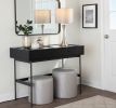 Maverick Contemporary Nesting Ottoman Set in Silver Faux Leather with Textured Accent by LumiSource