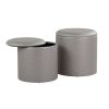 Maverick Contemporary Nesting Ottoman Set in Silver Faux Leather with Textured Accent by LumiSource