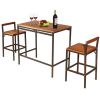 3 Pieces Patio Rattan Wicker Bar Dining Furniture Set