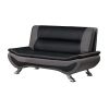 Modern Living Room Furniture 1pc Loveseat Black and Gray PU Upholstered Chrome Finish Metal Legs Solid Wood Frame Cushon Seat