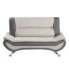 Modern Living Room Furniture 1pc Loveseat Beige and Gray PU Upholstered Chrome Finish Metal Legs Solid Wood Frame Cushon Seat