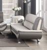 Modern Living Room Furniture 1pc Loveseat Beige and Gray PU Upholstered Chrome Finish Metal Legs Solid Wood Frame Cushon Seat