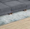 Living Room Furniture 1pc Cocktail Ottoman Dark Gray Corduroy Cushion Extra Large Ottoman Wood Legs