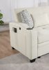 Bennett 71"W Beige Fabric Convertible Sleeper Loveseat with USB Charger and Cupholders
