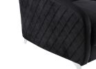 Sofia 55" Black Velvet Modern Chic Loveseat Couch