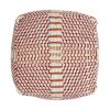 Morro Bay Handcrafted Water resistant Pouf, Orange and Red Multi