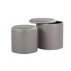 Maverick Contemporary Nesting Ottoman Set in Silver Faux Leather with Textured Accent by LumiSource